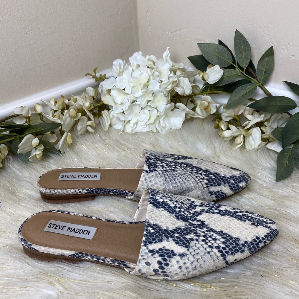 Steve Madden Trace Python Snake Slip On Mules Sz 7 - image 5